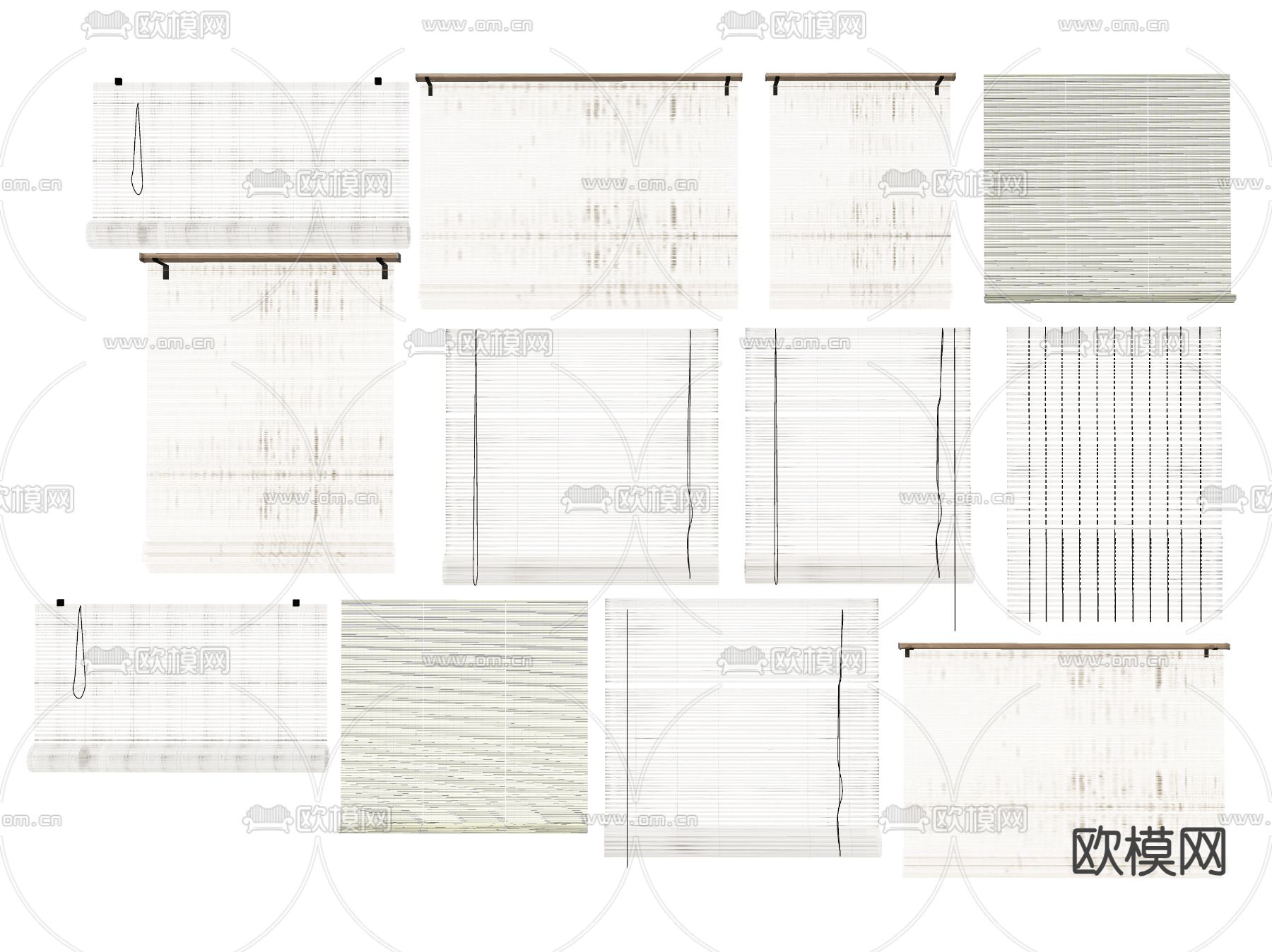 新中式窗帘 百叶帘 竹帘su模型下载（渲染图2）