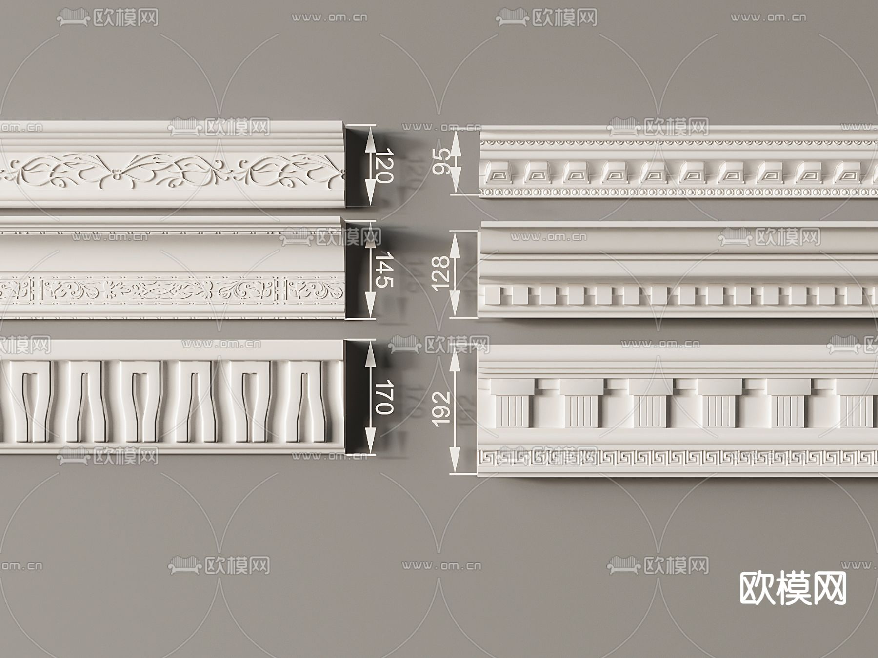 欧式石膏线 角线 线条3d模型下载