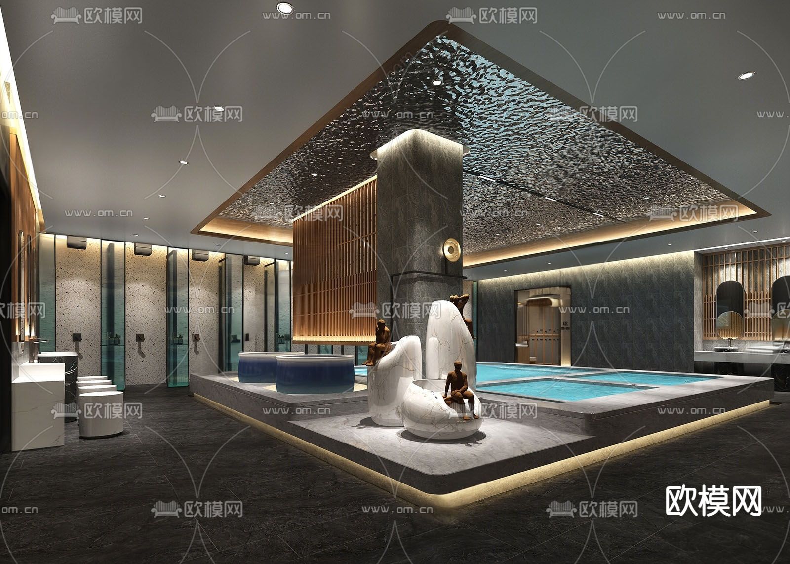 现代洗浴中心su模型下载（渲染图1）