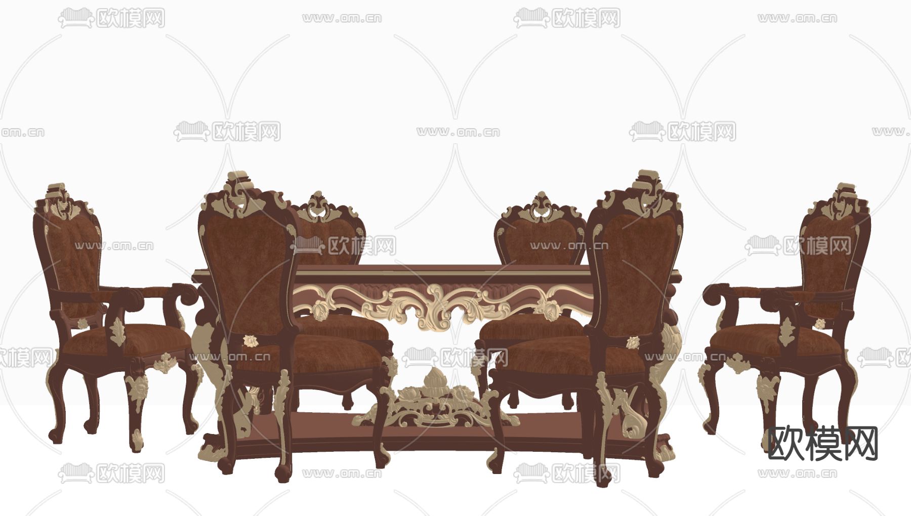 欧式古典餐桌椅su模型下载（渲染图2）