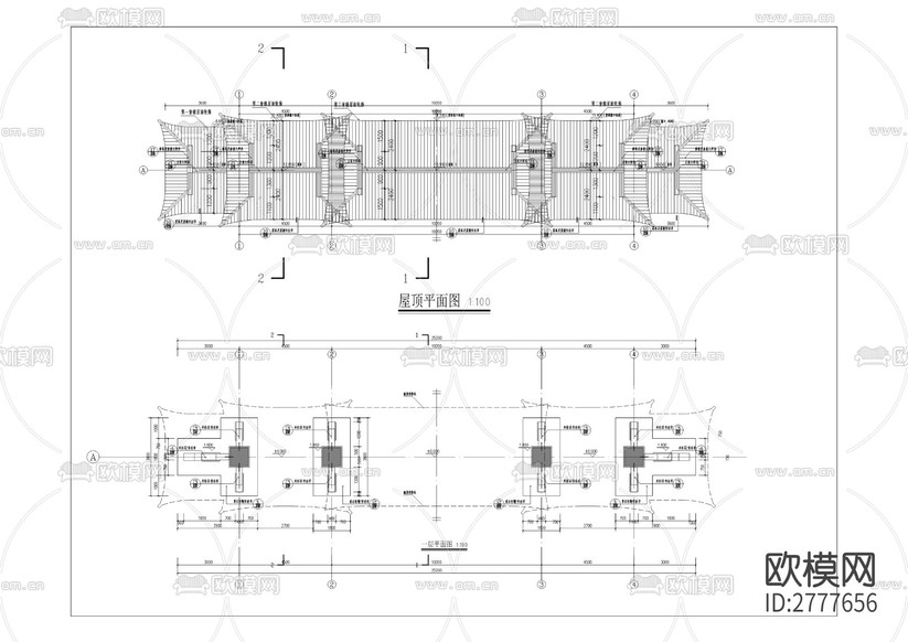寶吉禪寺牌坊建筑CAD施工圖下載(渲染圖3)