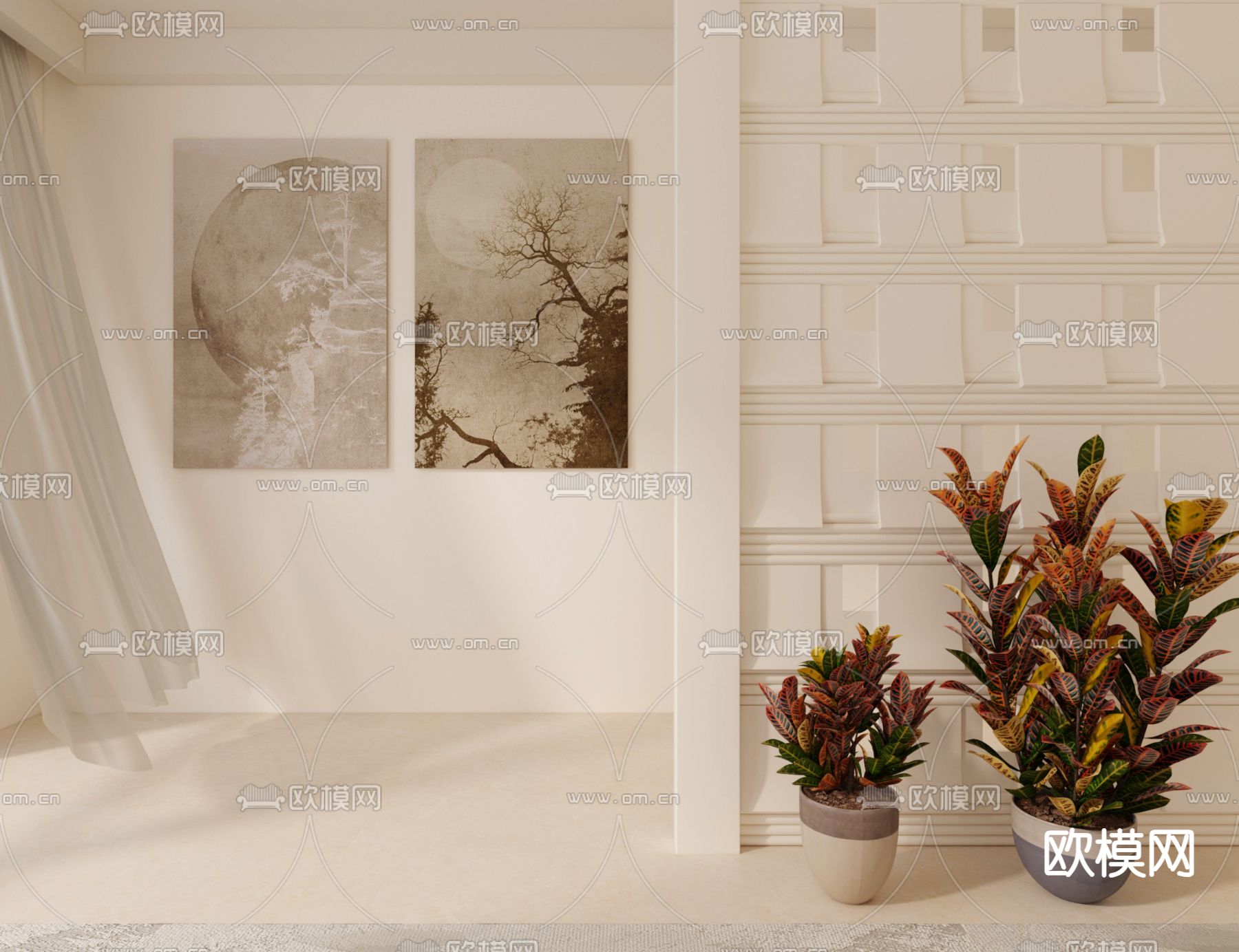 玄关隔断 水泥砖3d模型下载