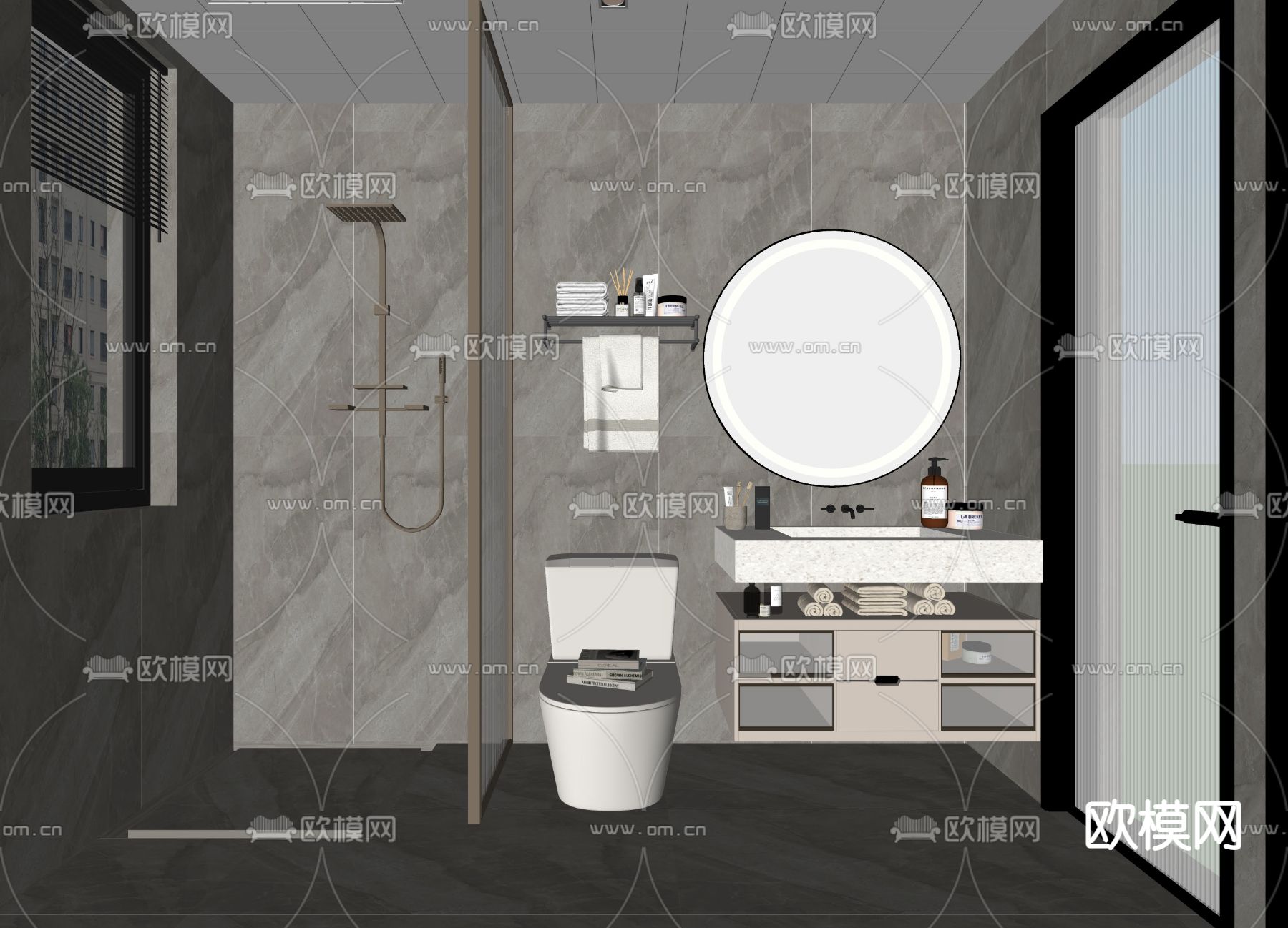 现代卫生间 浴室su模型下载（渲染图2）