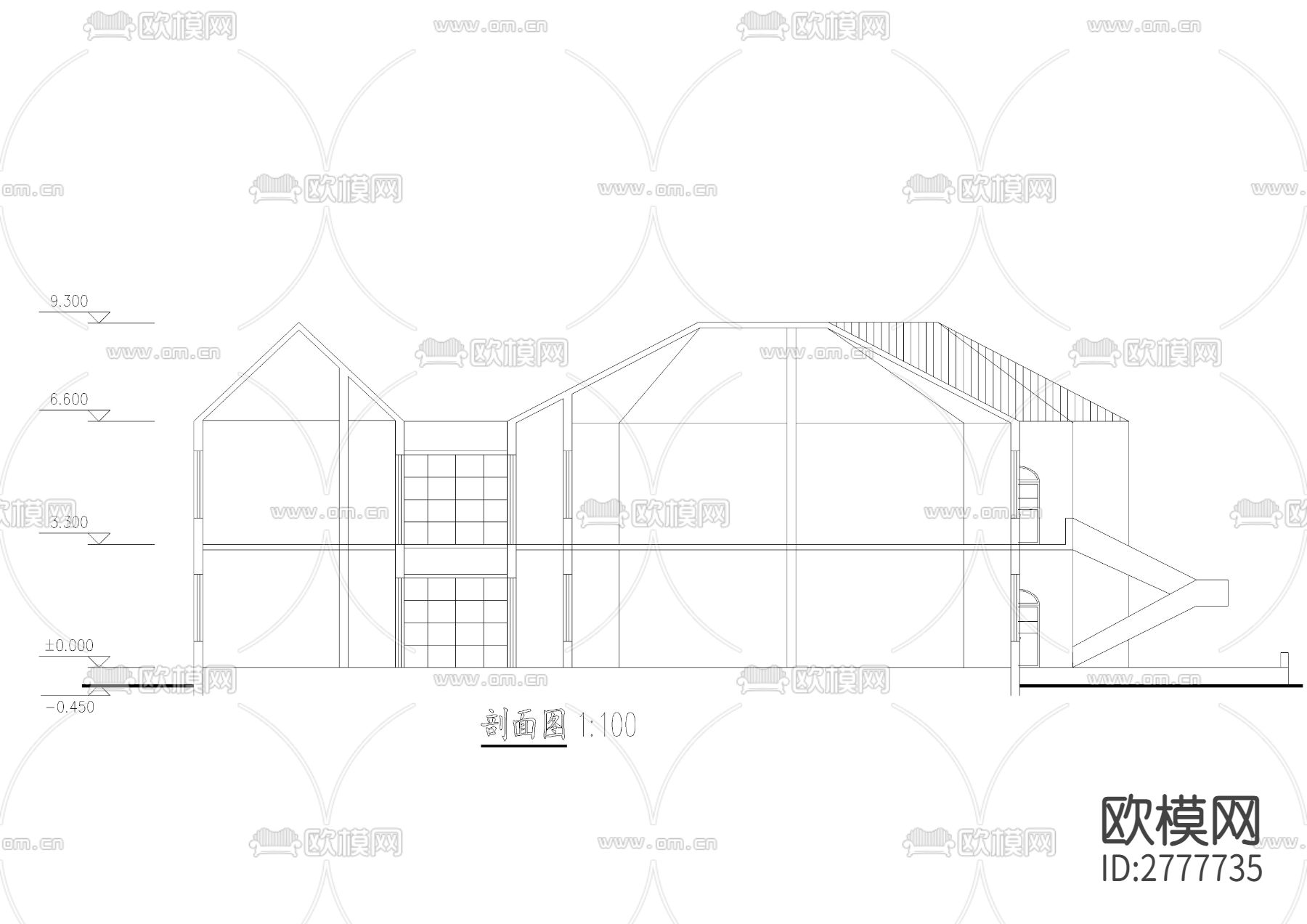 二层幼儿园建筑CAD施工图下载（渲染图5）