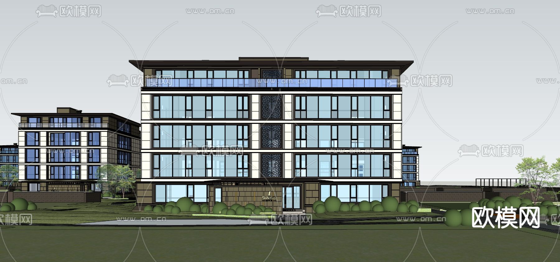 现代小区住宅su模型下载（渲染图2）