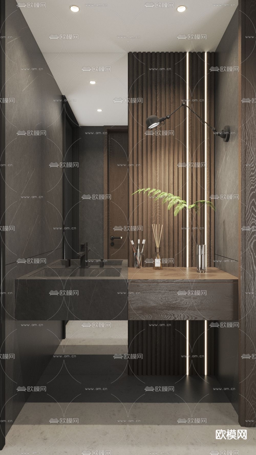 高级灰台盆 洗手台3d模型下载