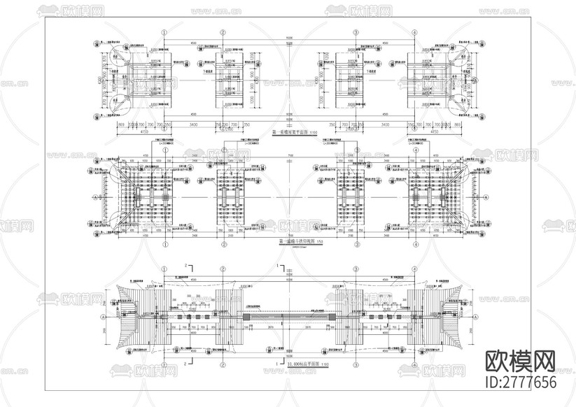 寶吉禪寺牌坊建筑CAD施工圖下載(渲染圖5)