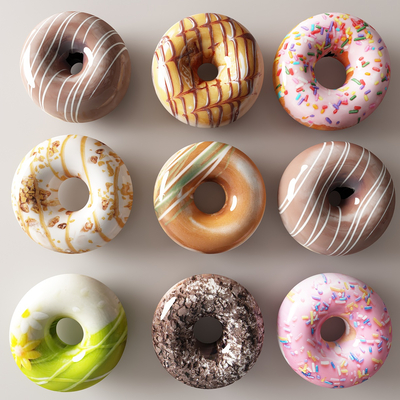  食物 甜甜圈 面包圈su模型 