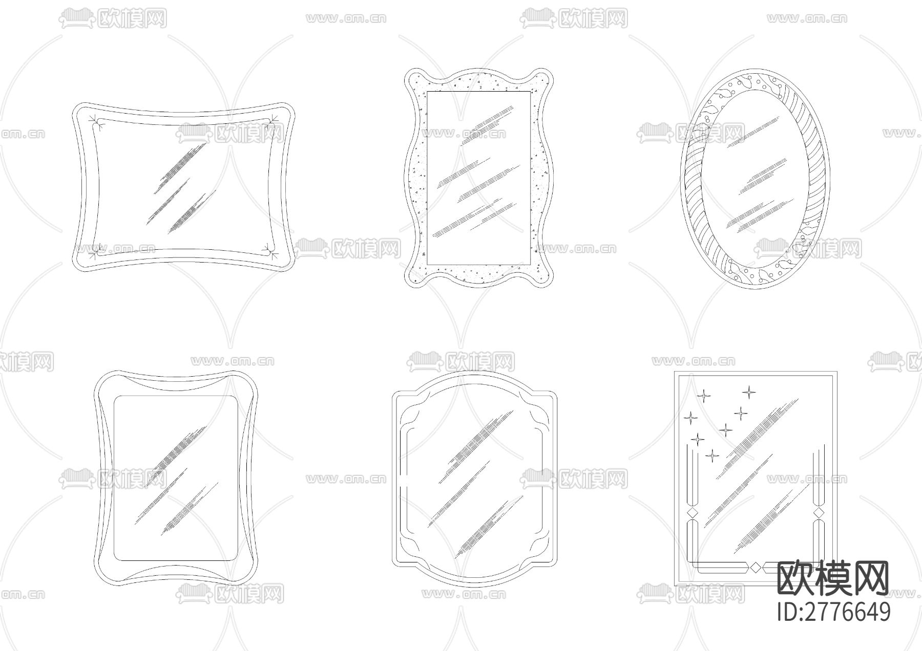 艺术镜子CAD图库下载（渲染图1）