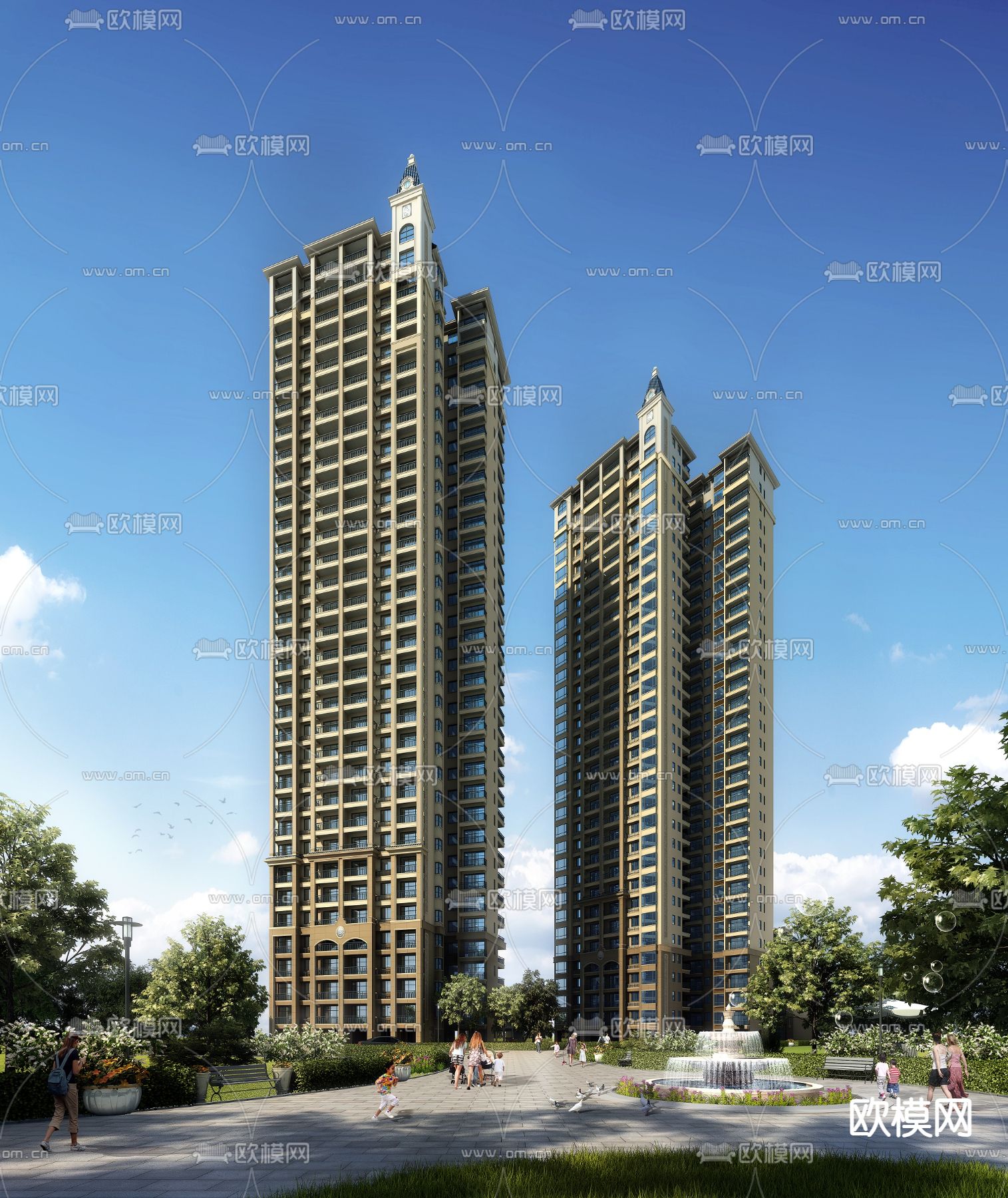 住宅小区外观3d模型下载