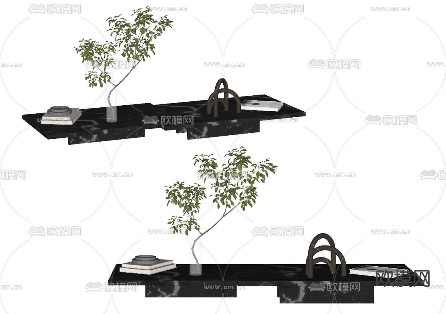 现代子母茶几su模型下载（渲染图2）