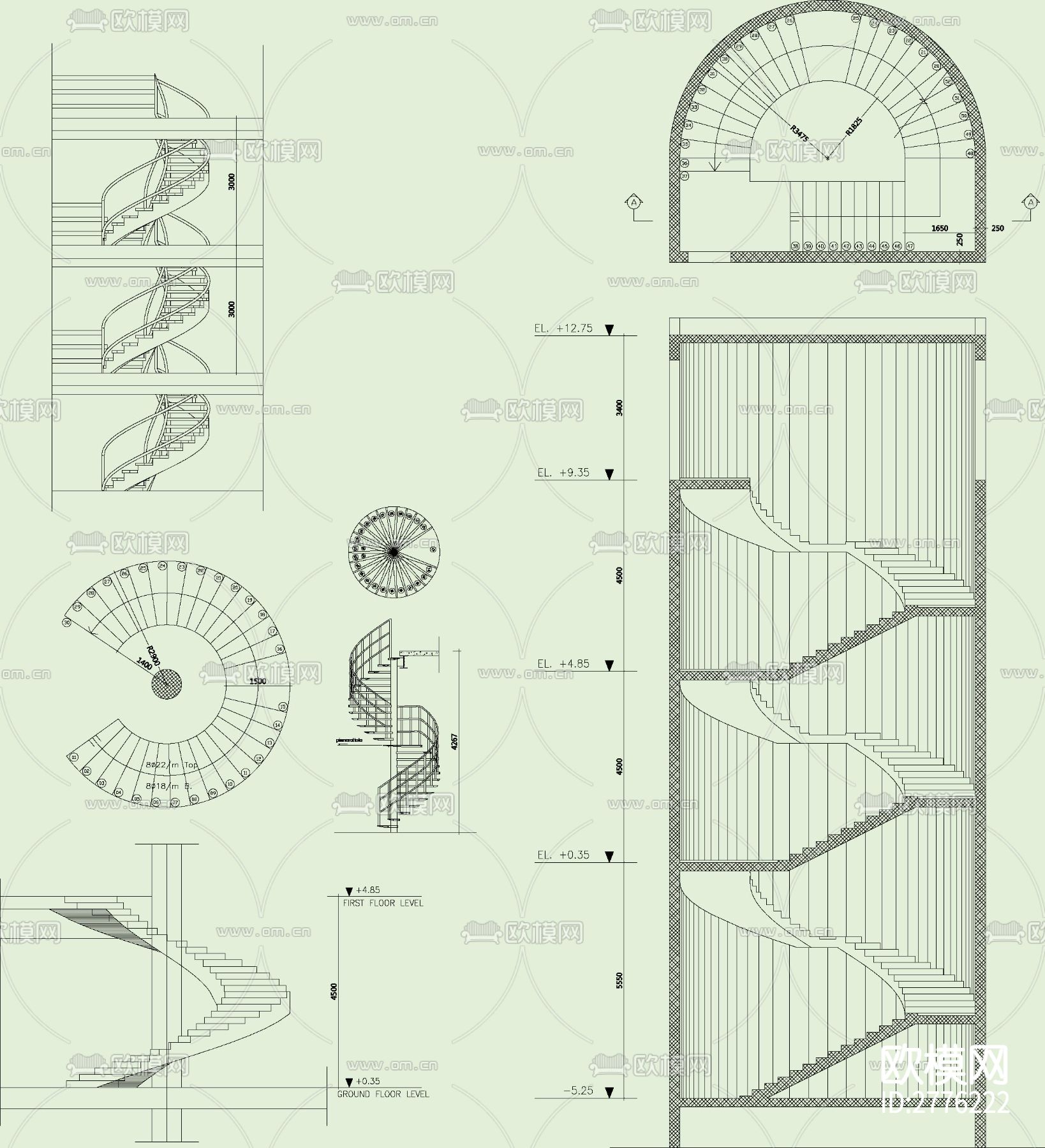楼梯设计规范及全集下载（渲染图2）