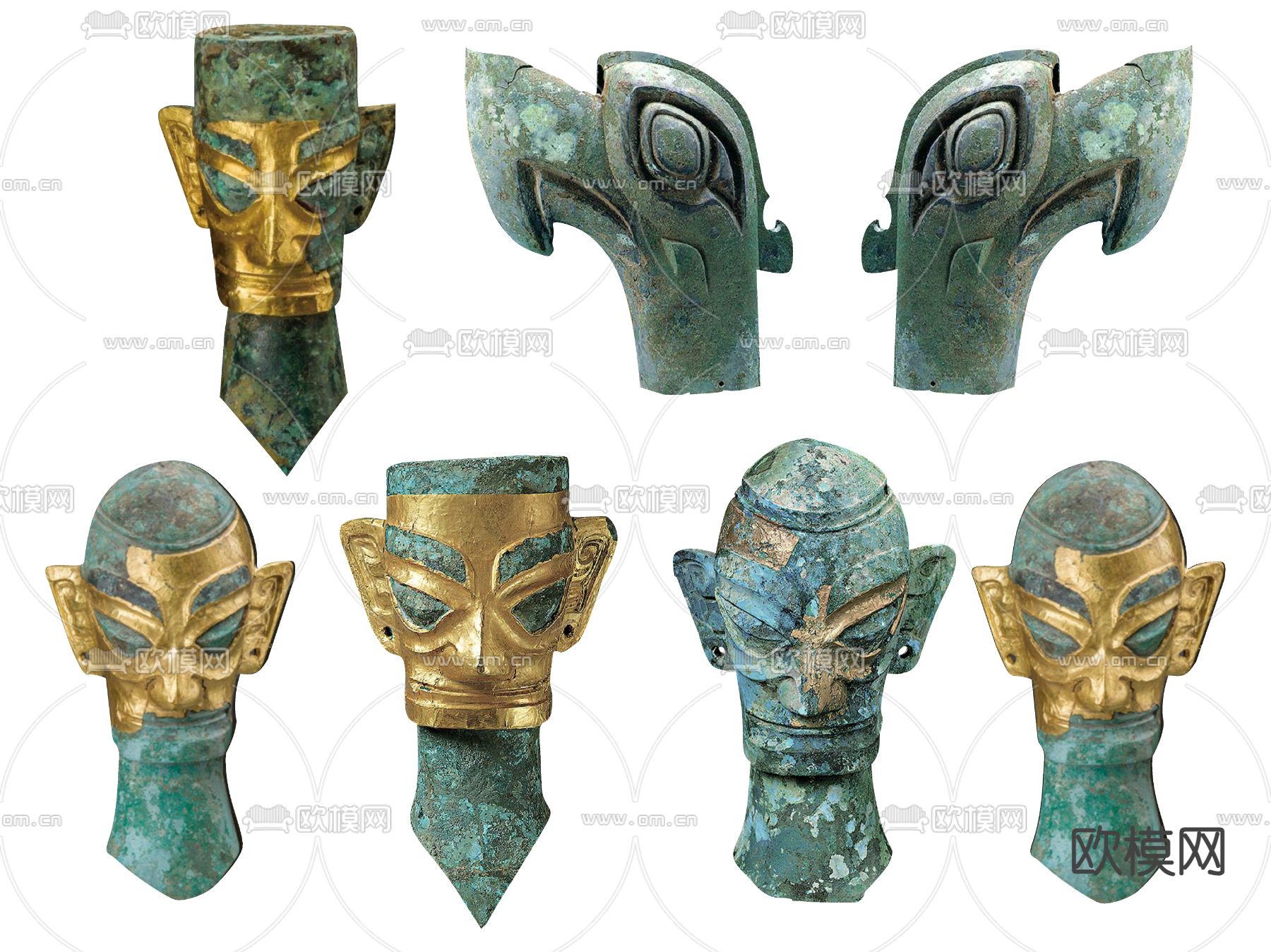中式青铜器 三星堆 文物su模型下载（渲染图2）