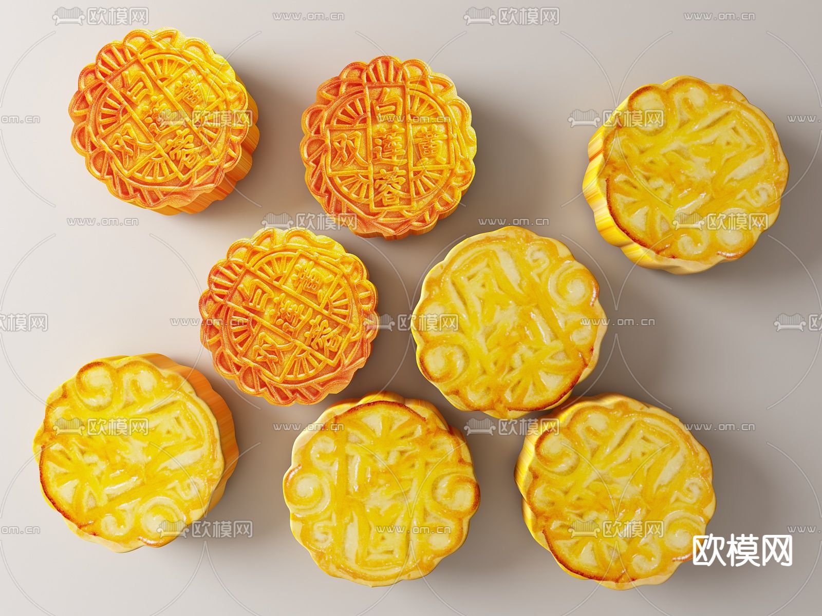 现代食物 月饼su模型下载（渲染图1）