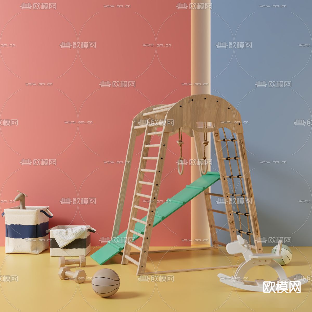 木马摇椅 玩乐架 足球 篮球3d模型下载