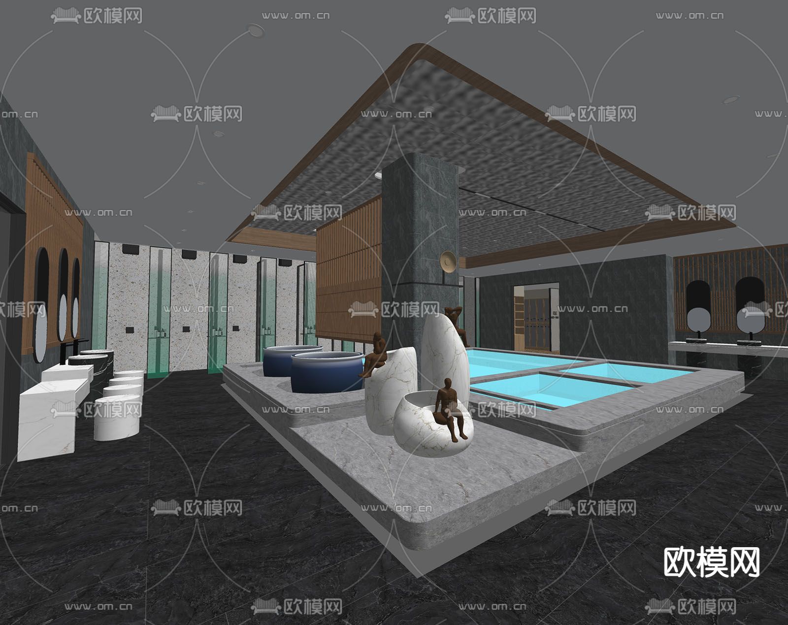 现代洗浴中心su模型下载（渲染图2）