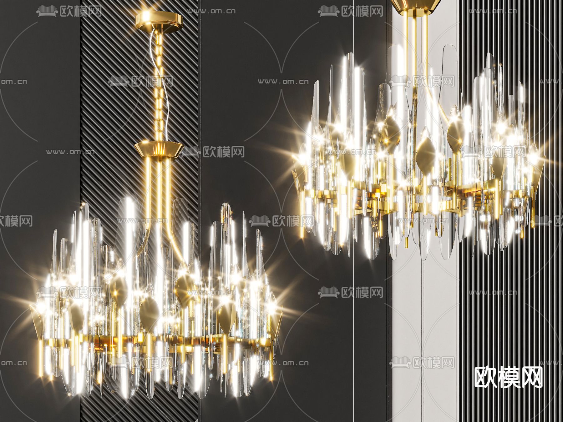 轻奢吊灯 大厅吊灯3d模型下载