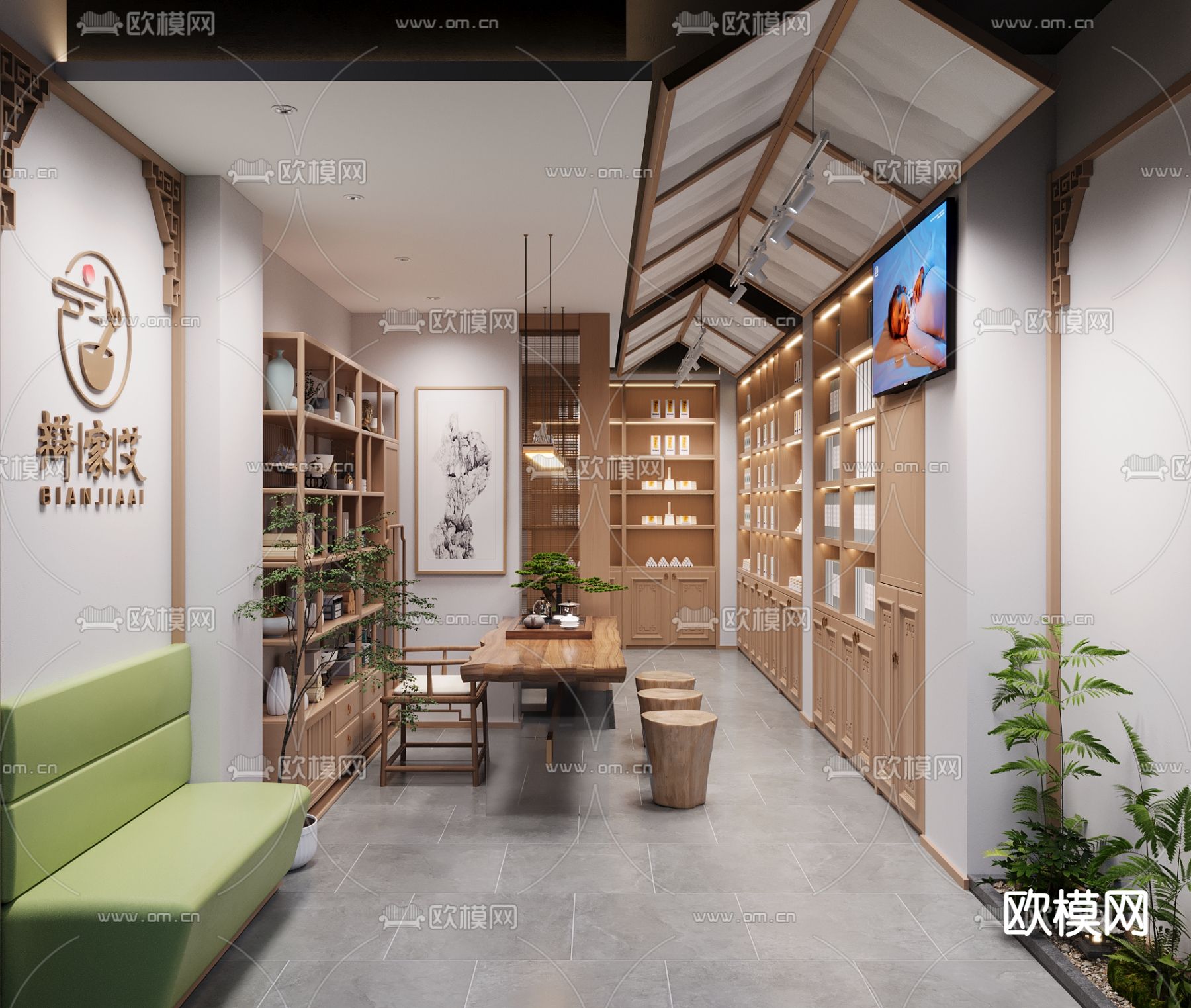 养生会所 艾灸馆3d模型下载（渲染图2）
