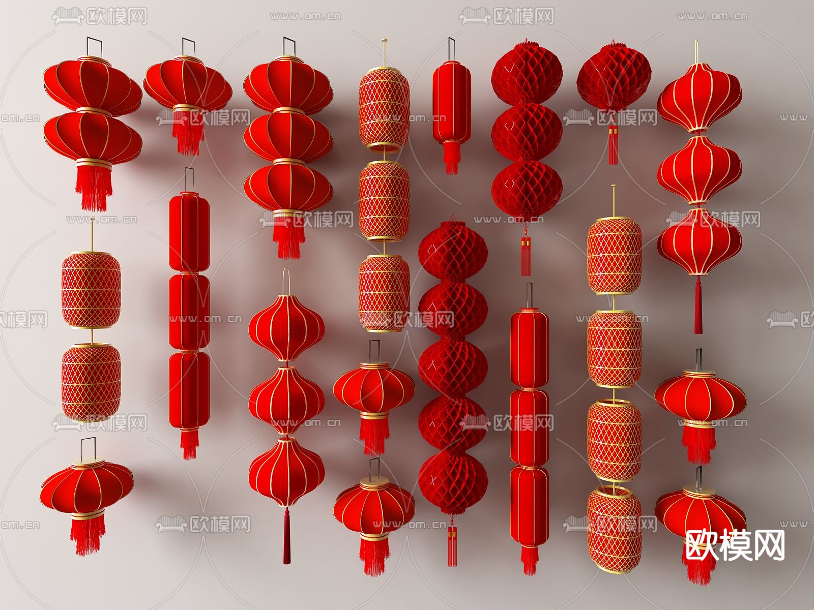 灯笼 纸灯笼 装饰吊灯su模型下载（渲染图1）