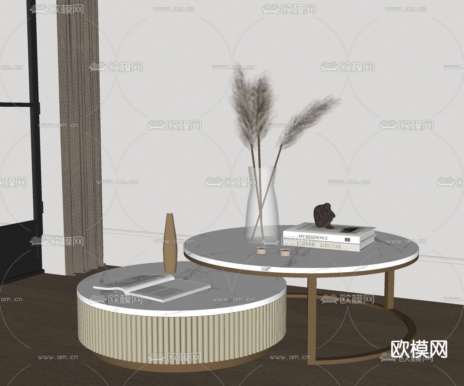 现代子母茶几su模型