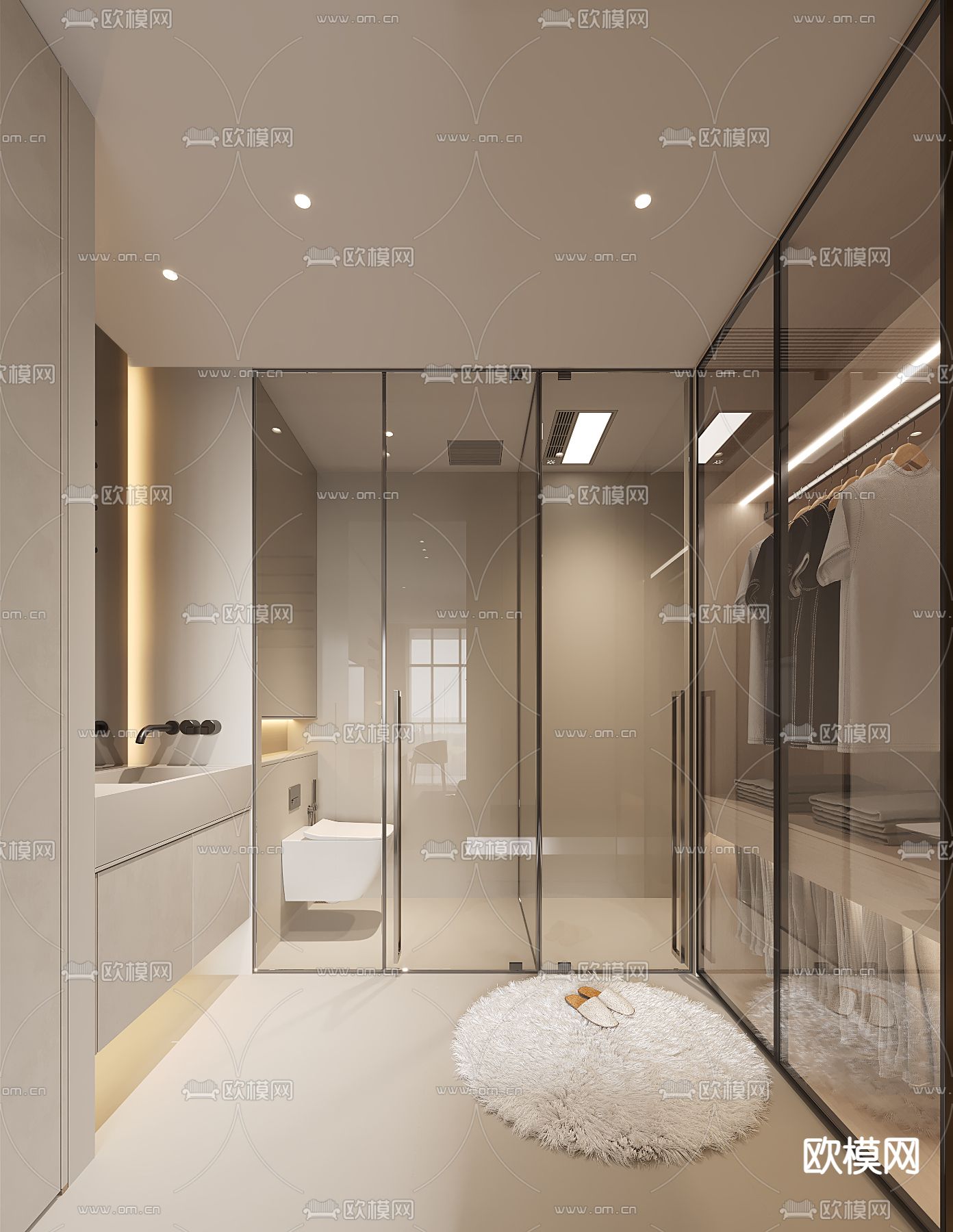 奶油风卧室 主人房3d模型下载（渲染图2）