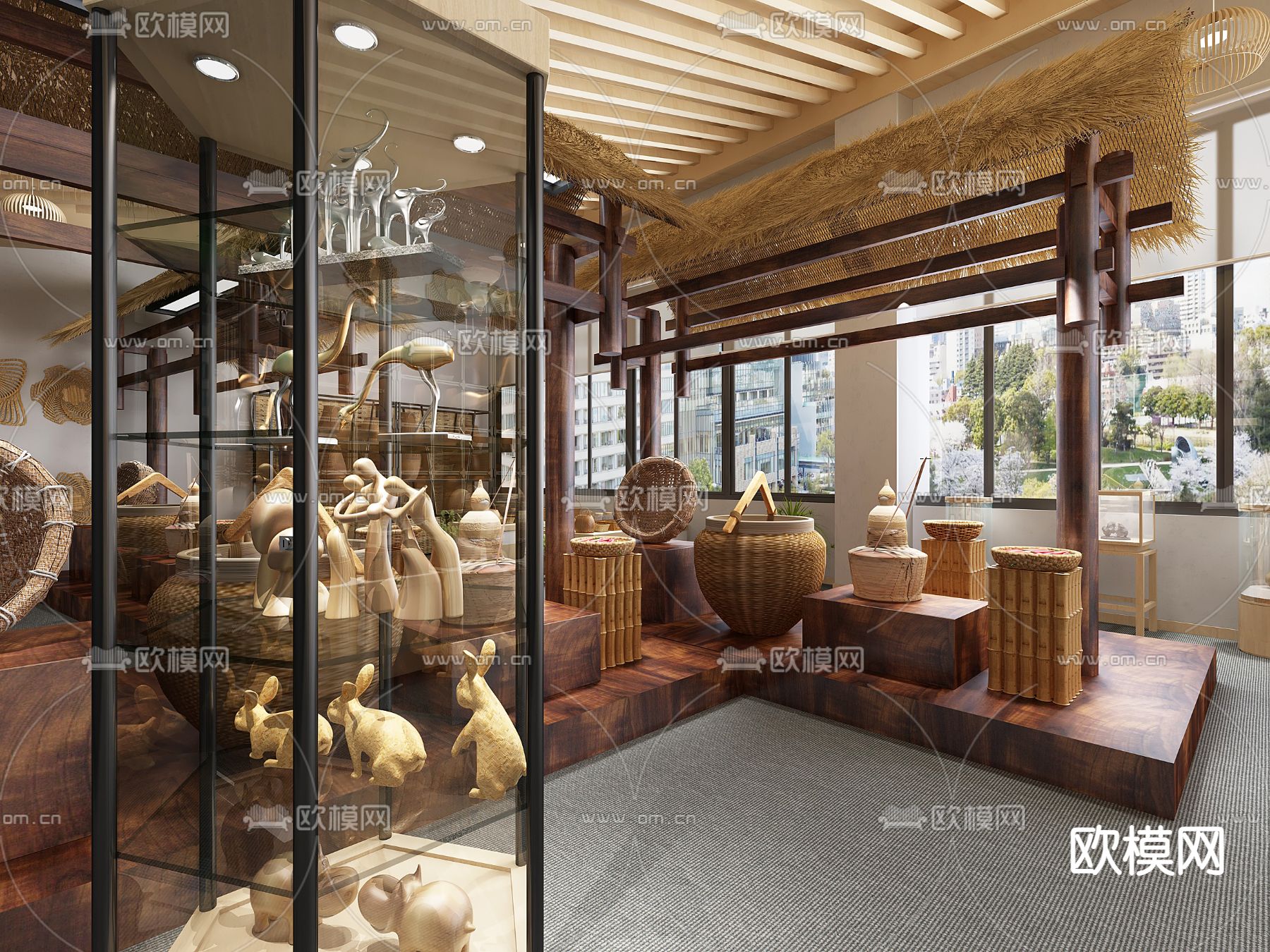 自然风民俗展厅3d模型下载（渲染图2）