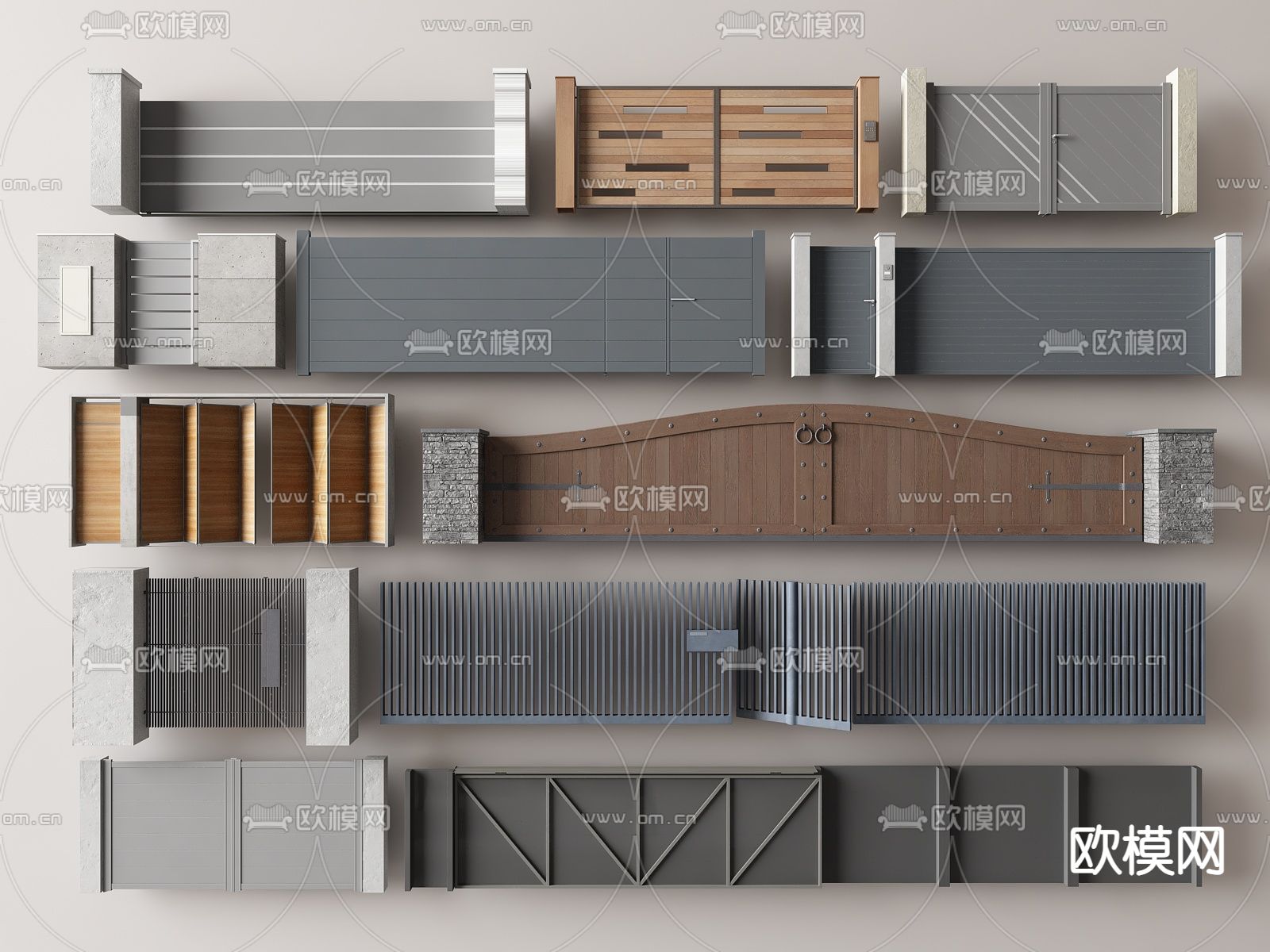 入口大门 庭院大门别墅大门su模型下载（渲染图1）