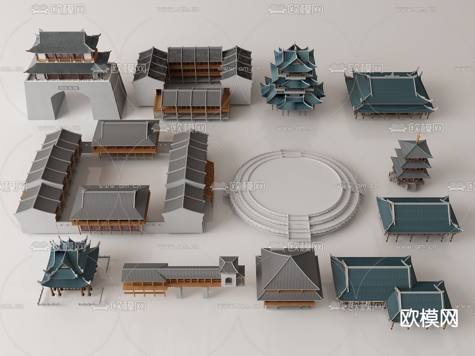 中式古建 雷锋塔su模型下载（渲染图1）