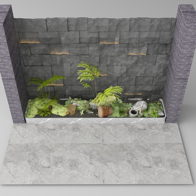  庭院景观 植物堆su模型 
