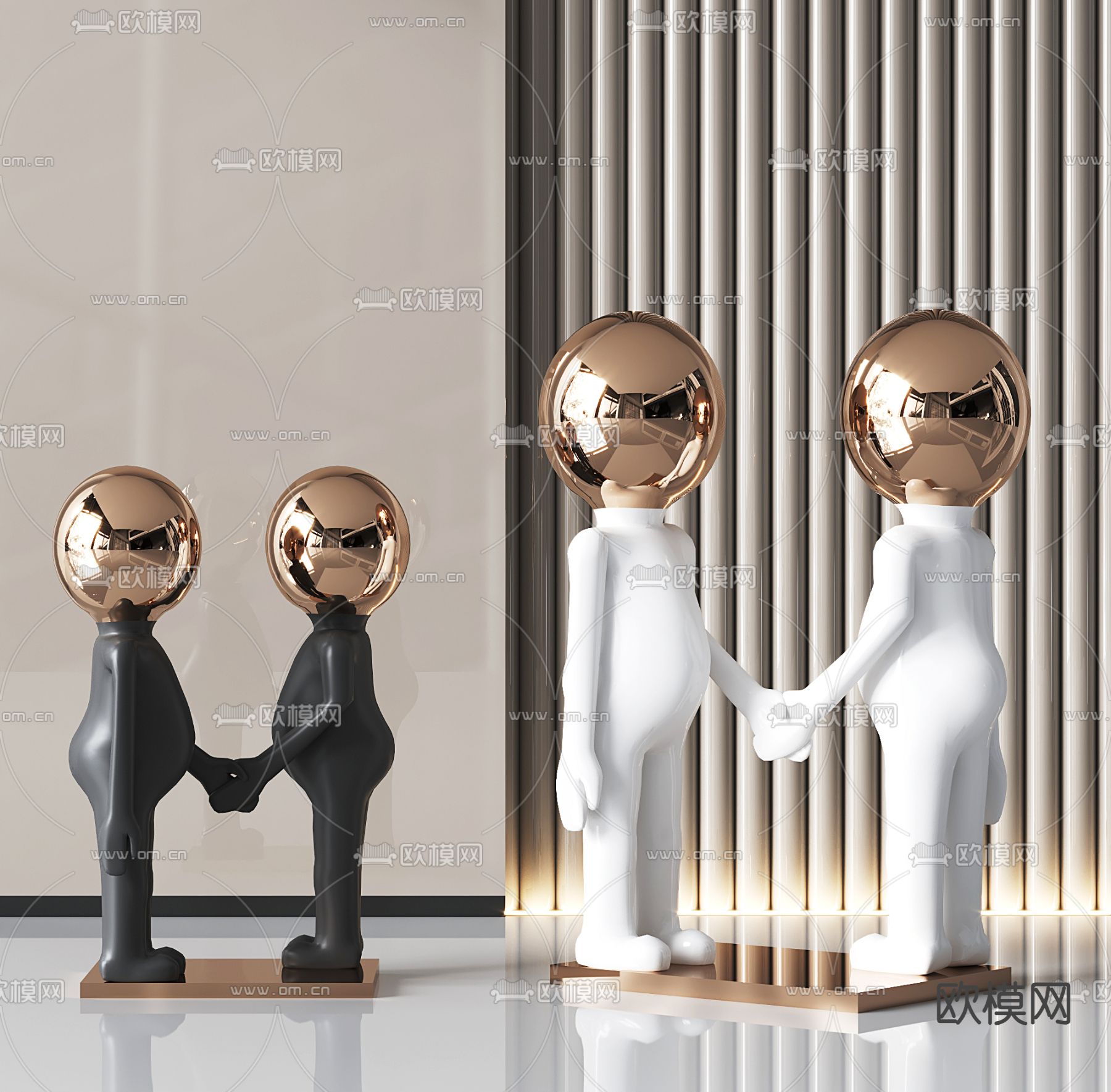 雕塑摆件 人物摆件su模型下载（渲染图1）