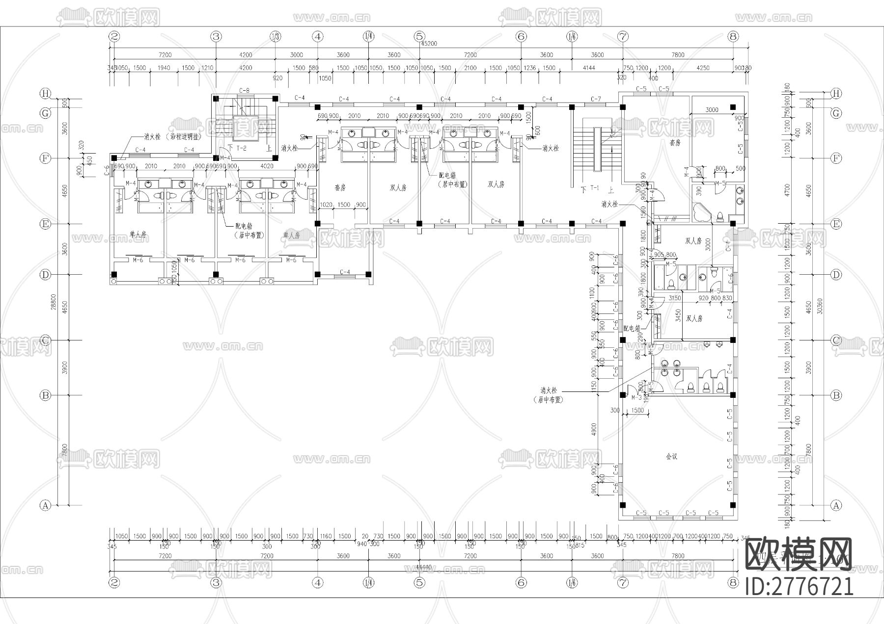 某小区会馆建筑CAD施工图下载（渲染图6）