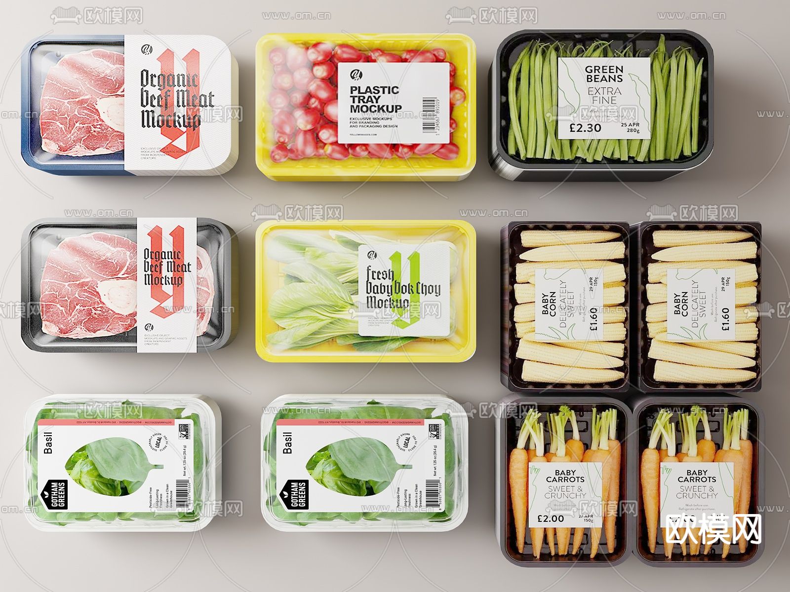 食品 蔬菜 生鲜 包装盒su模型下载（渲染图1）