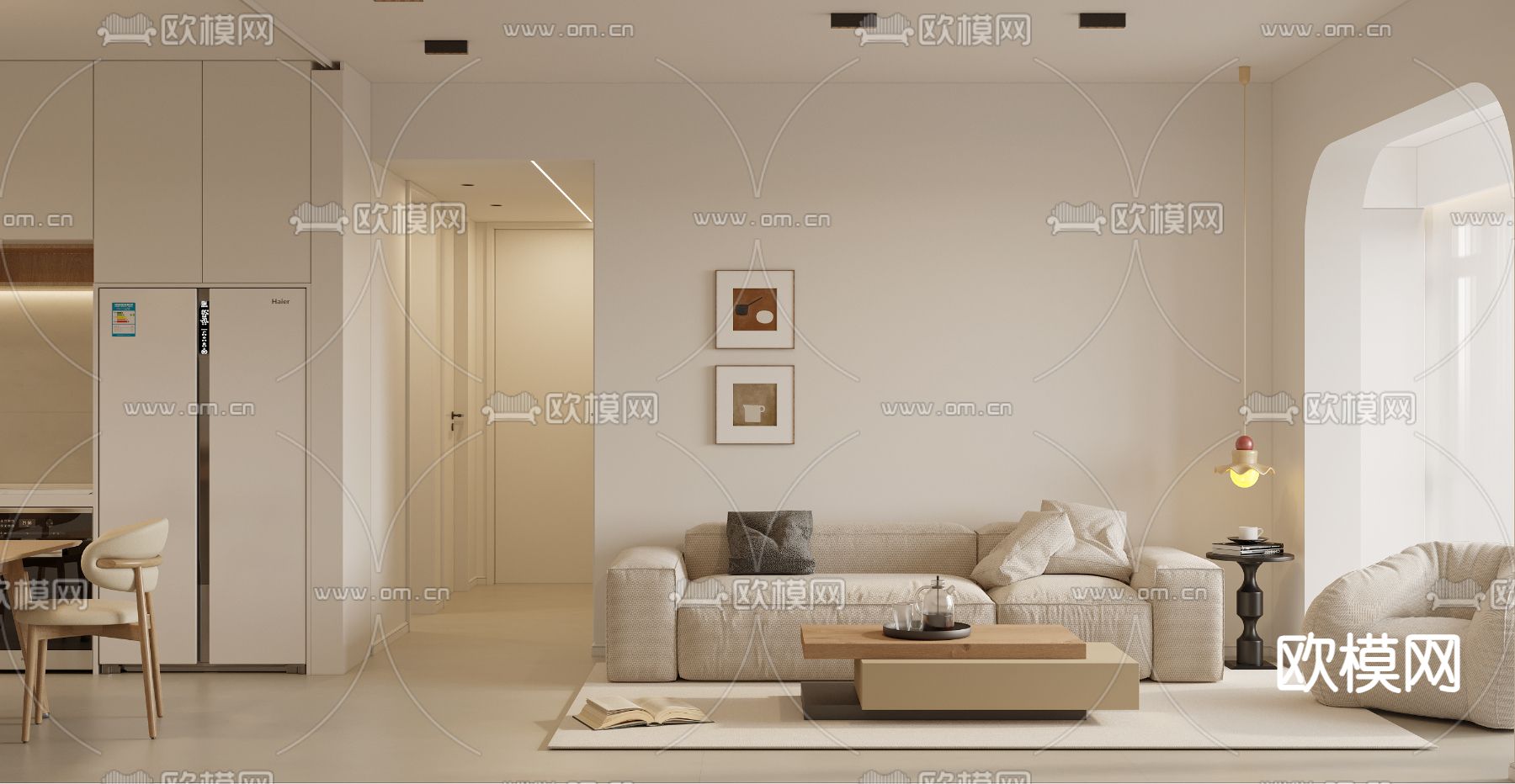 北欧客餐厅3d模型下载（渲染图1）