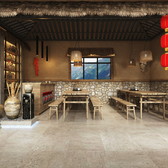 中式农家乐3d模型