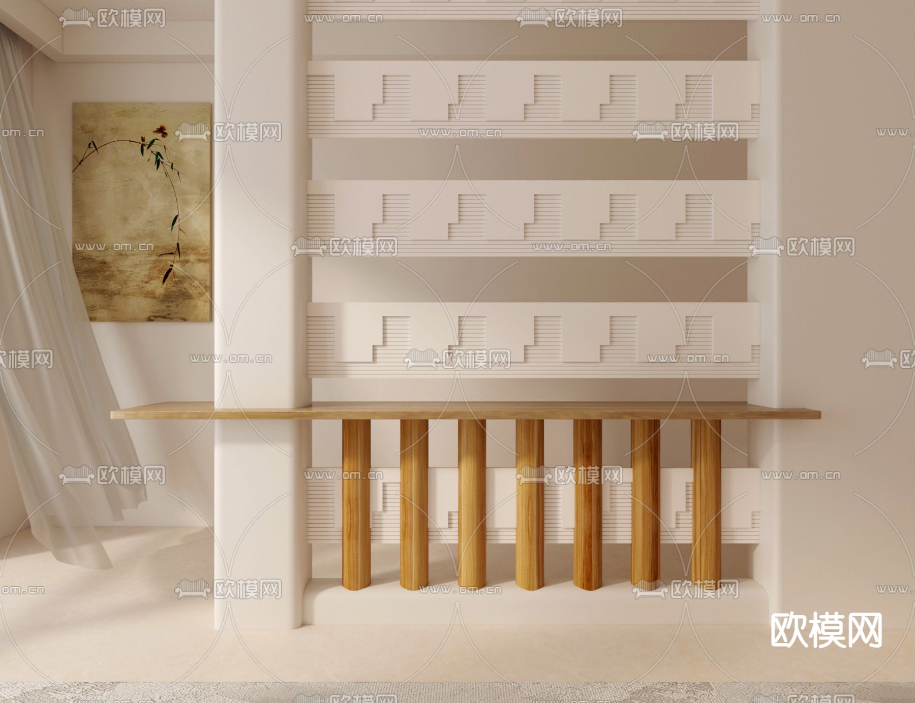 玄关隔断 水泥砖3d模型下载