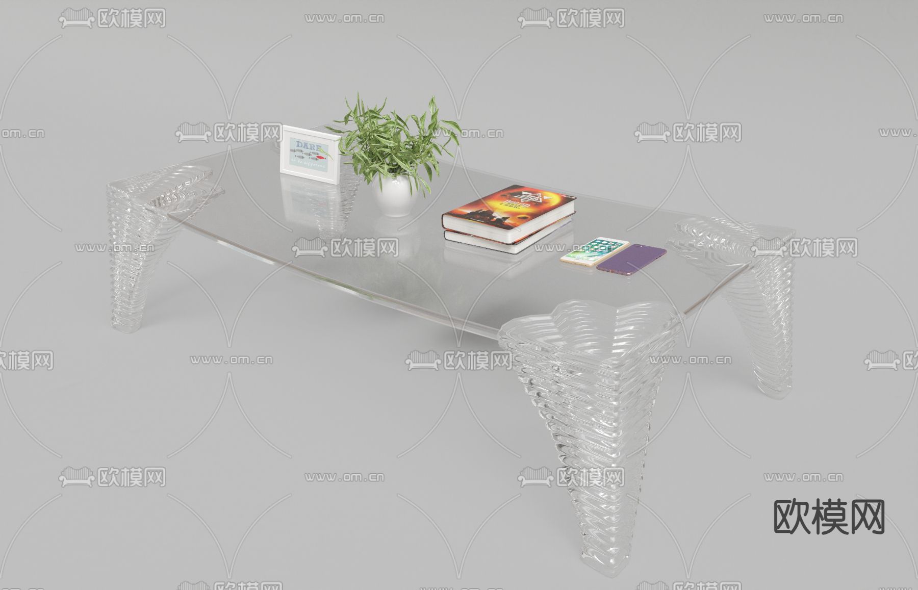 玻璃茶几3d模型下载（渲染图2）