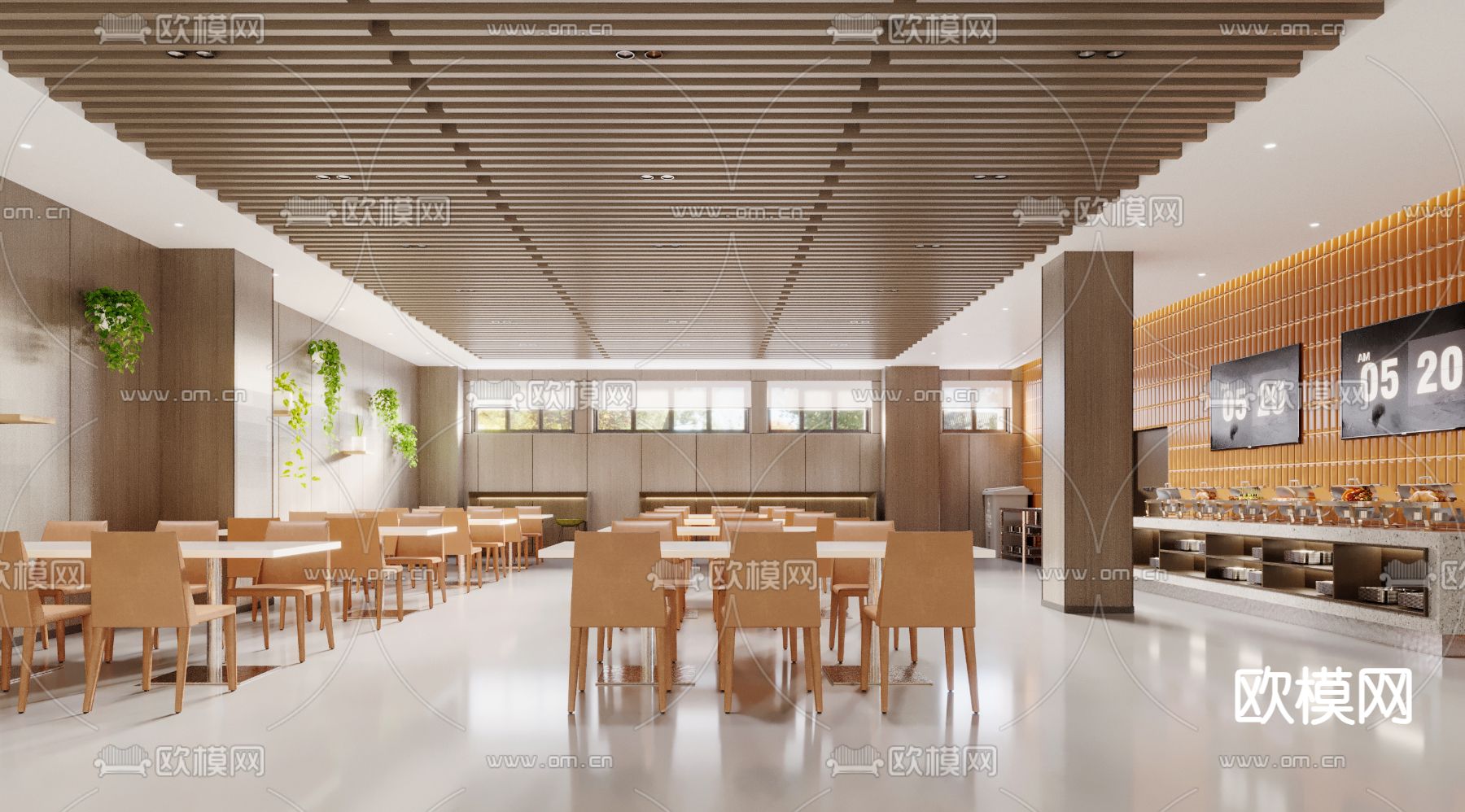 现代食堂su模型下载（渲染图1）