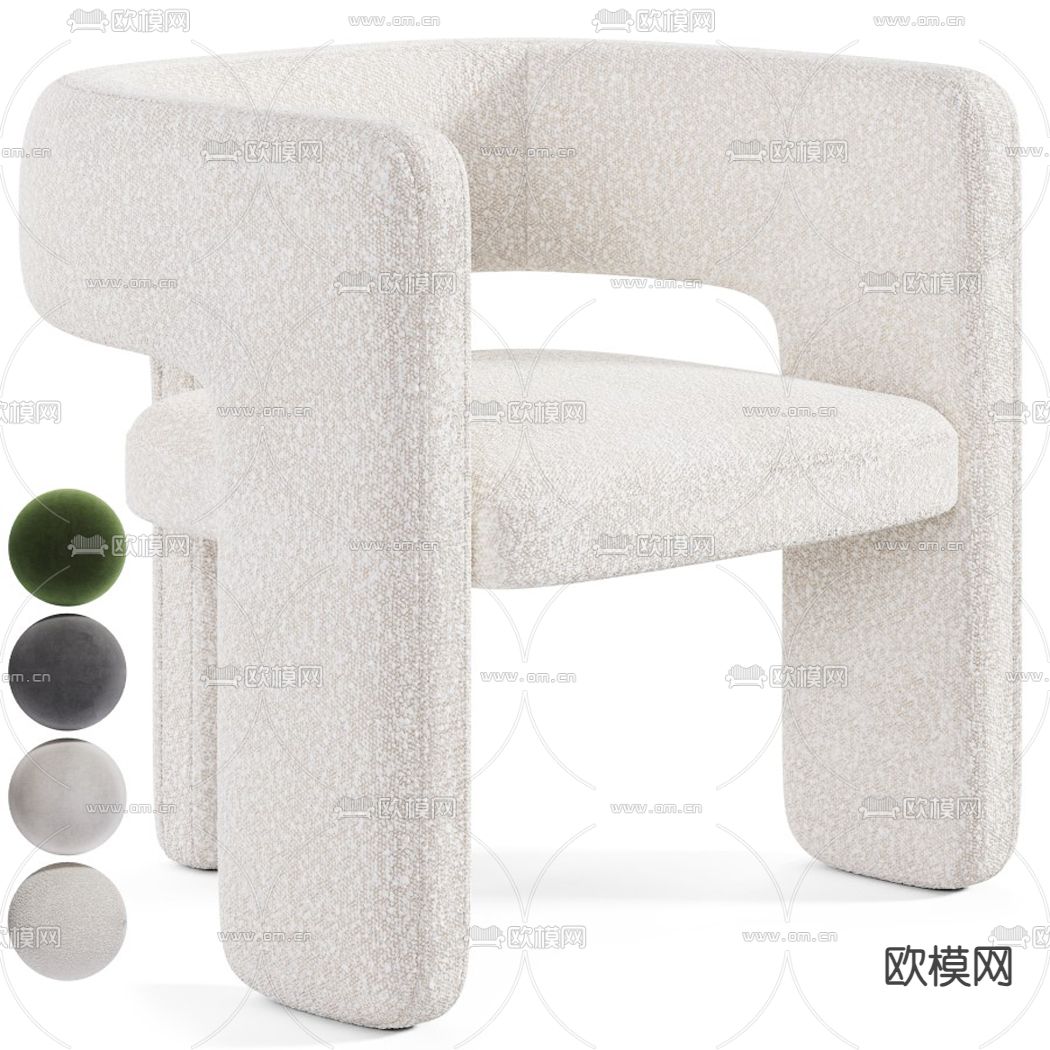 白色椅子 休闲椅3d模型下载