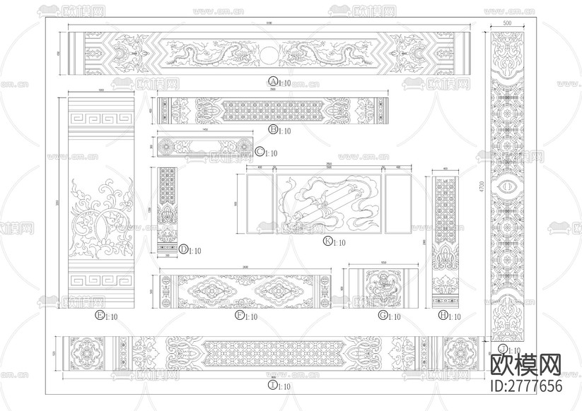 寶吉禪寺牌坊建筑CAD施工圖下載(渲染圖10)