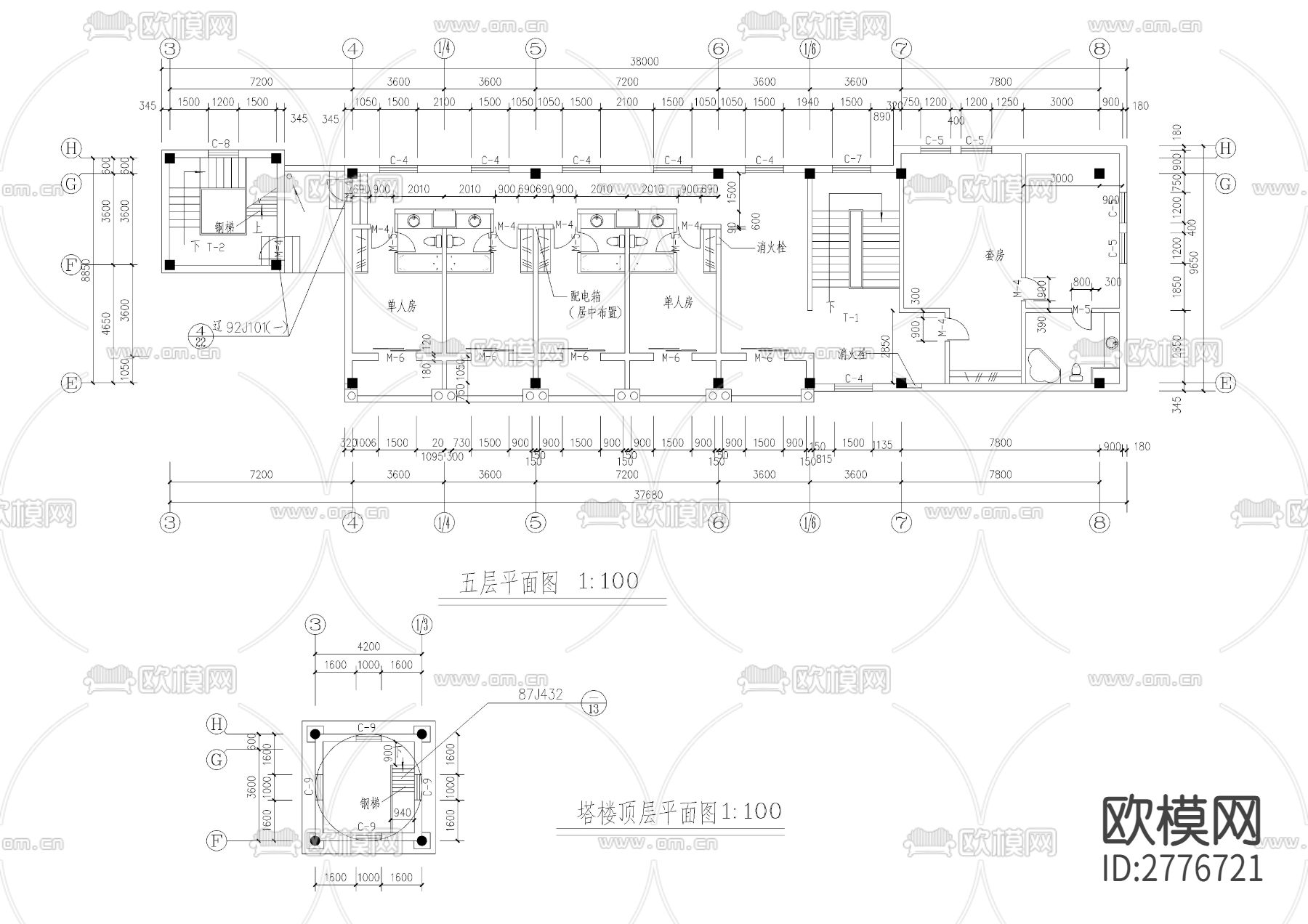 某小区会馆建筑CAD施工图下载（渲染图7）