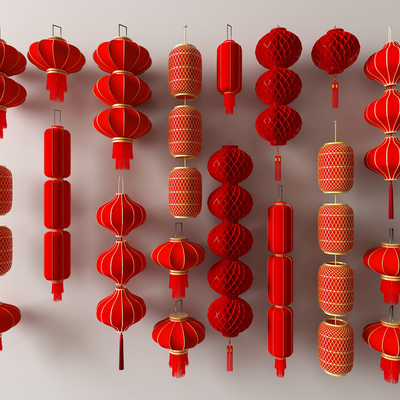  灯笼 纸灯笼 装饰吊灯su模型 