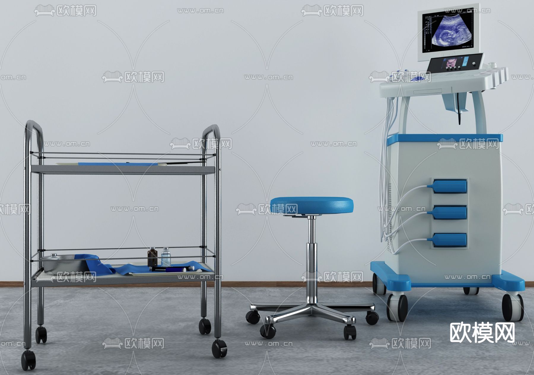 医疗器材 B超机3d模型下载