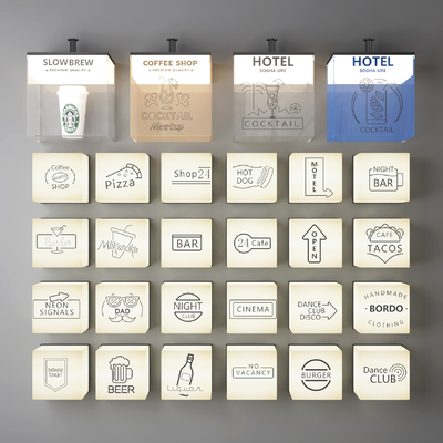  亚克力灯箱招牌su模型 