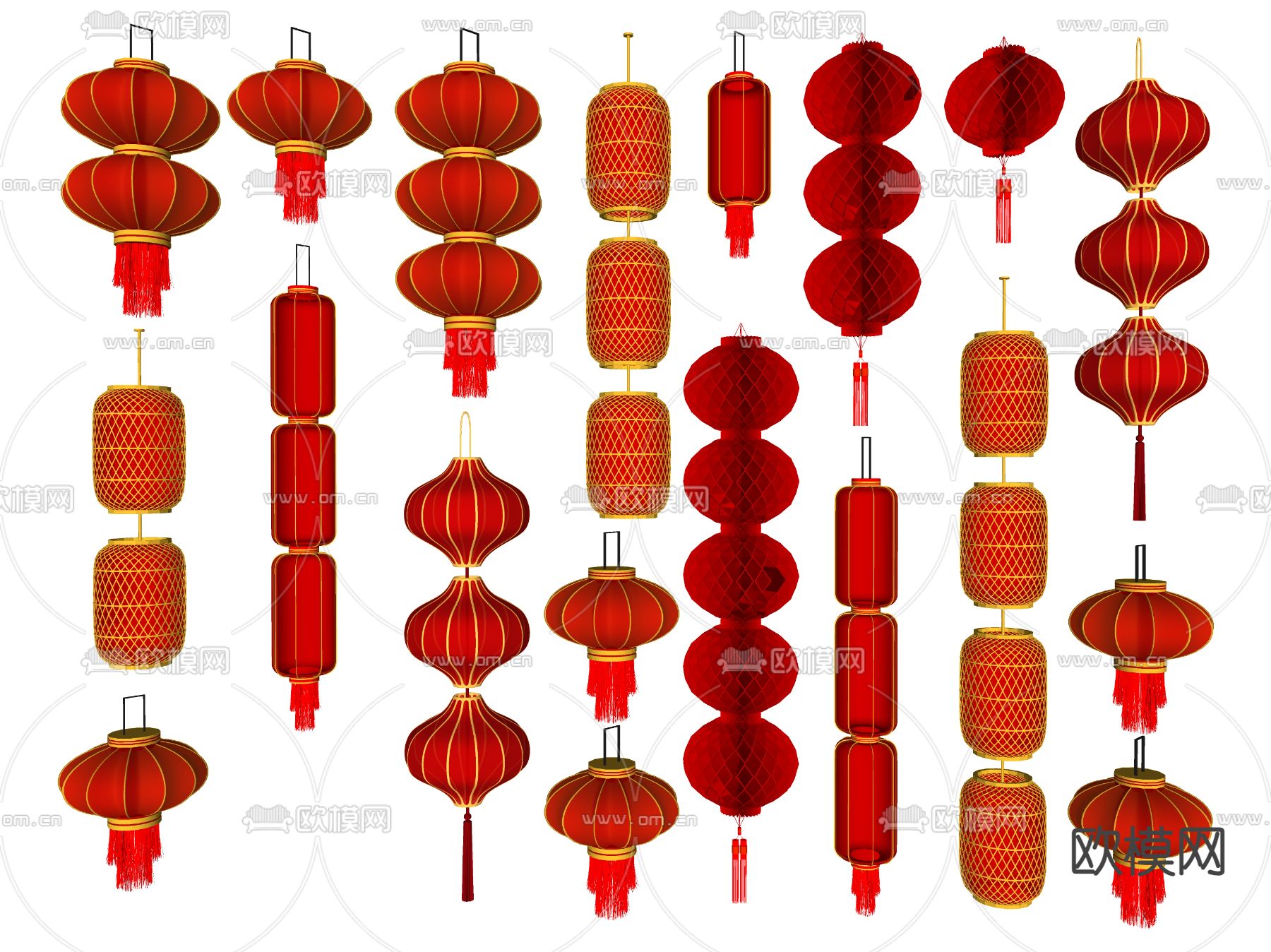 灯笼 纸灯笼 装饰吊灯su模型下载（渲染图2）