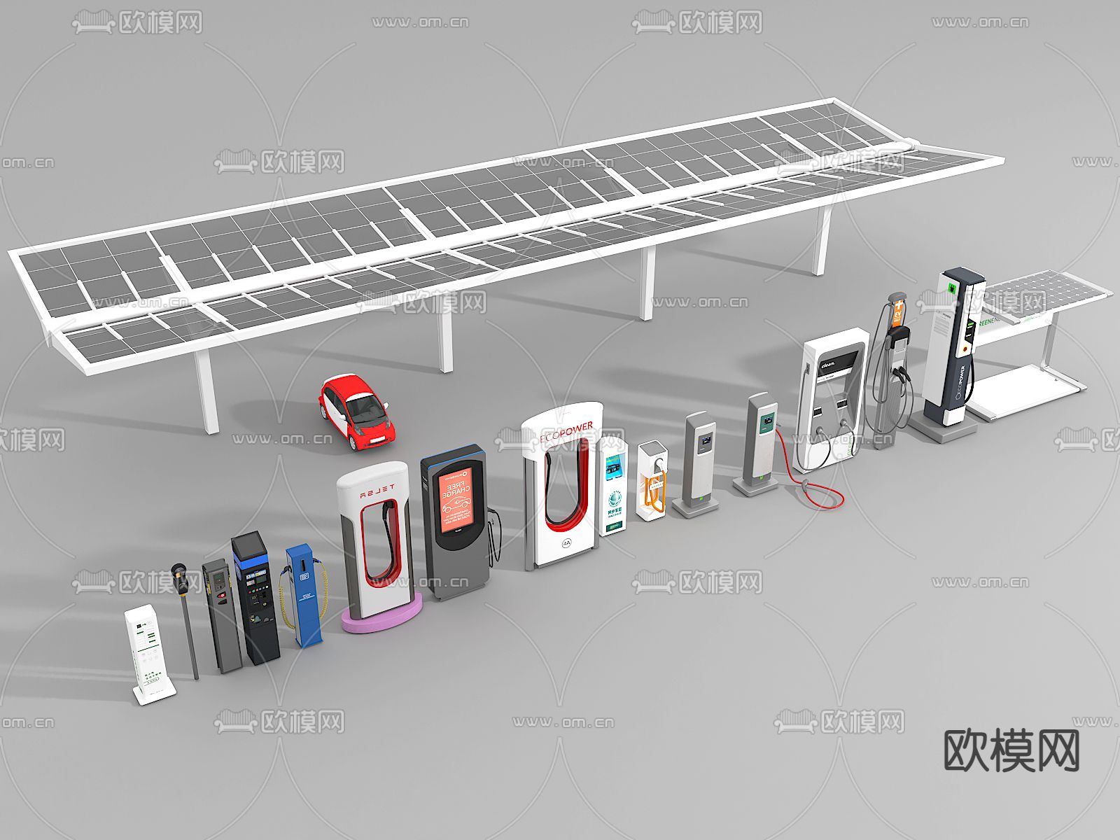 汽车充电桩 充电站3d模型下载