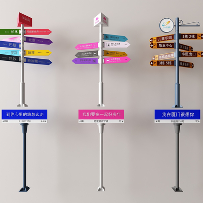  指示牌 路标方向牌su模型 