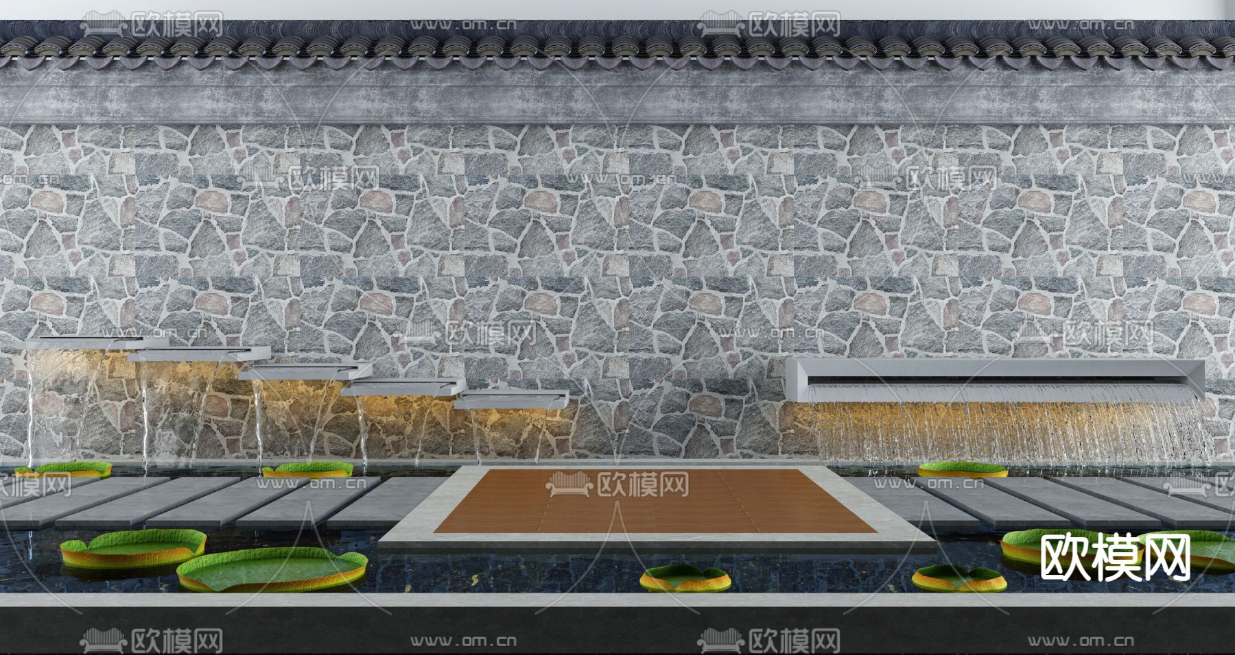 水景小品 瀑布流水3d模型下载