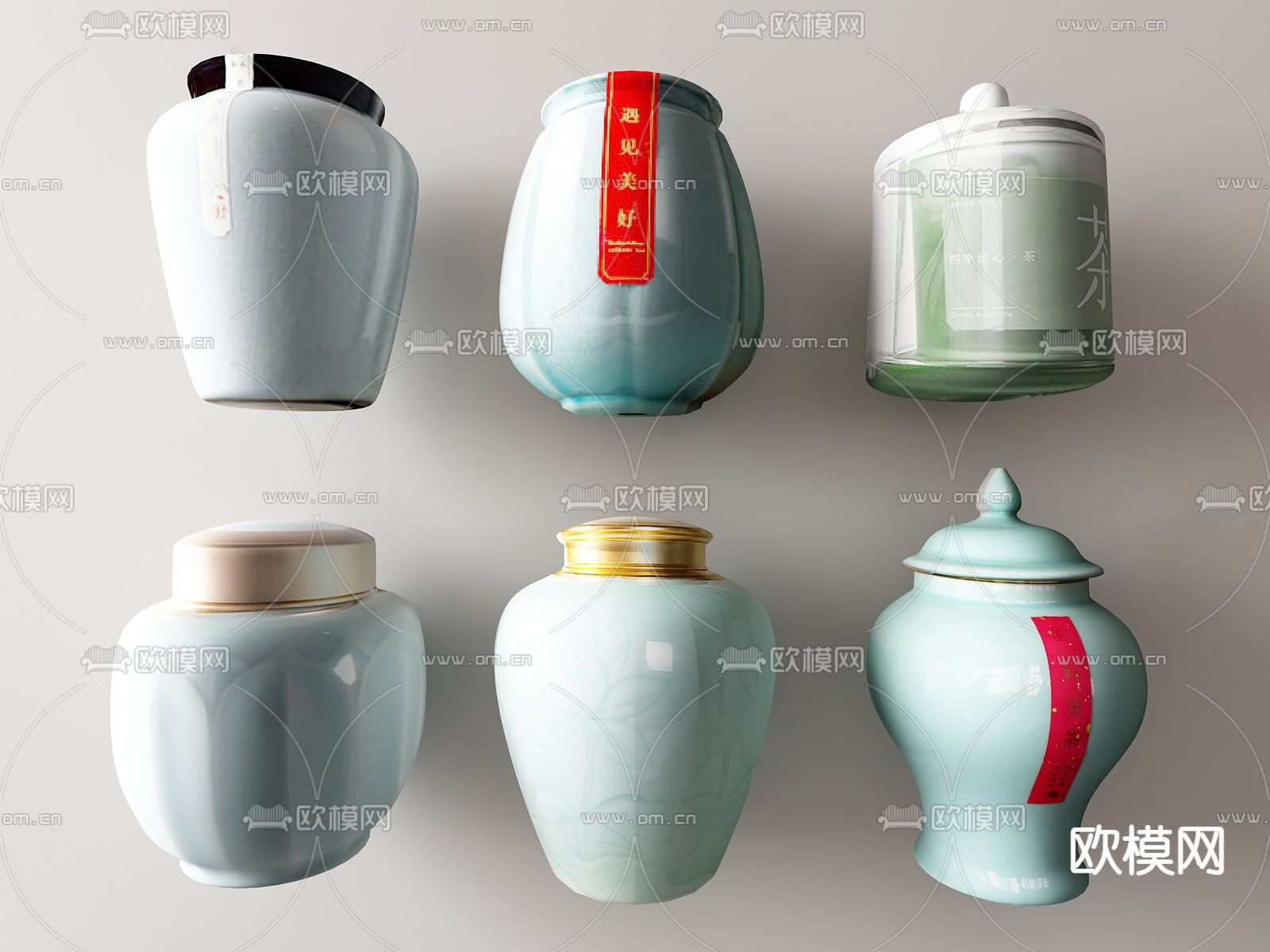 新中式茶具 茶叶罐su模型下载（渲染图1）