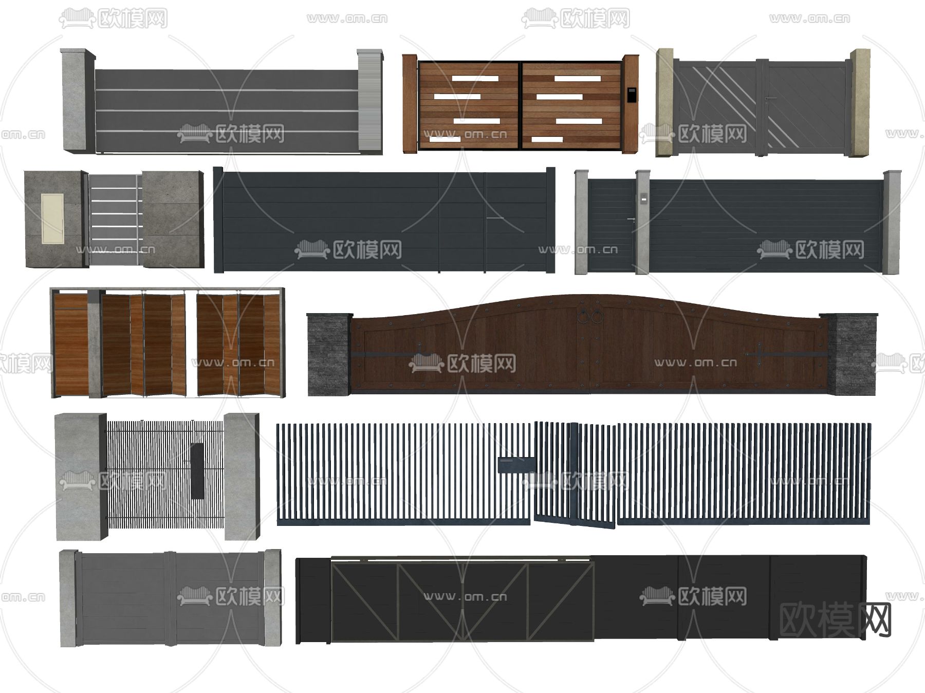 入口大门 庭院大门别墅大门su模型下载（渲染图2）