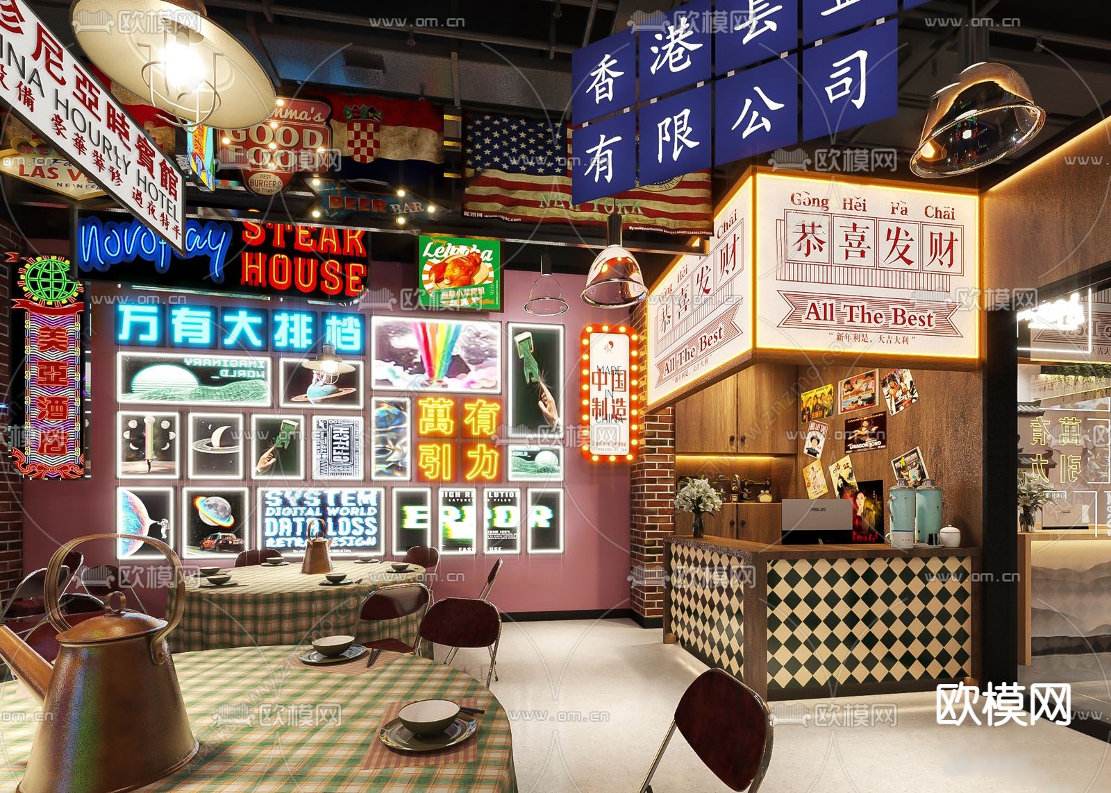 港式茶餐厅3d模型下载（渲染图1）